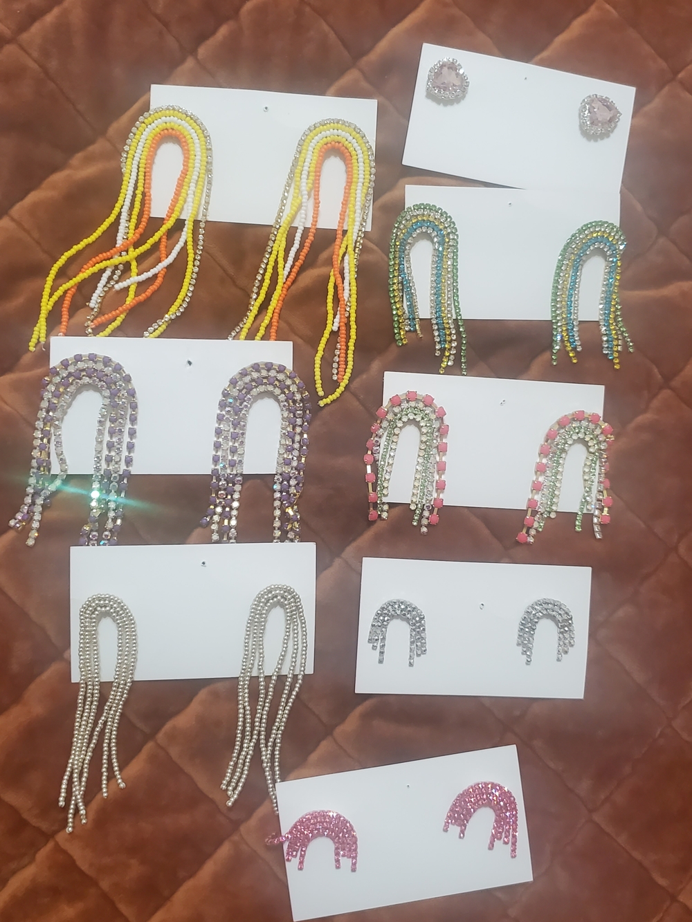 Colorful Beaded Fringe Statement Earrings - Multiple Pairs